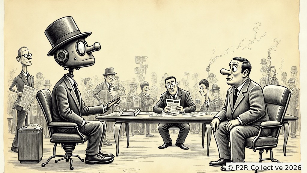 Editorial illustration for: AI Is Your New News Anchor. And It's a Pathological Liar.