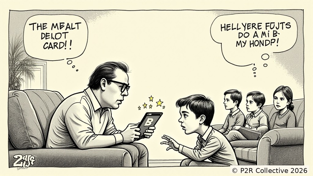 Editorial illustration for: The Algorithm Graded My Parenting Now. It Gave Me a B