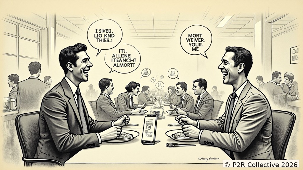Editorial illustration for: The Algorithm Scheduled My Lunch. It Chose My Colleagues