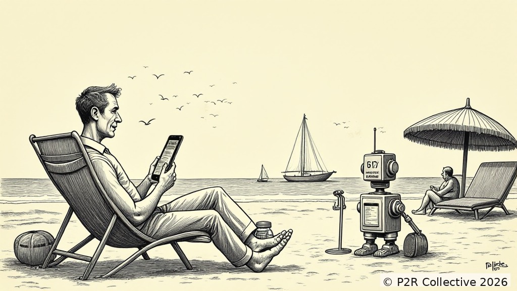 Editorial illustration for: The Algorithm Scheduled My Vacation. I Went. It Was Right