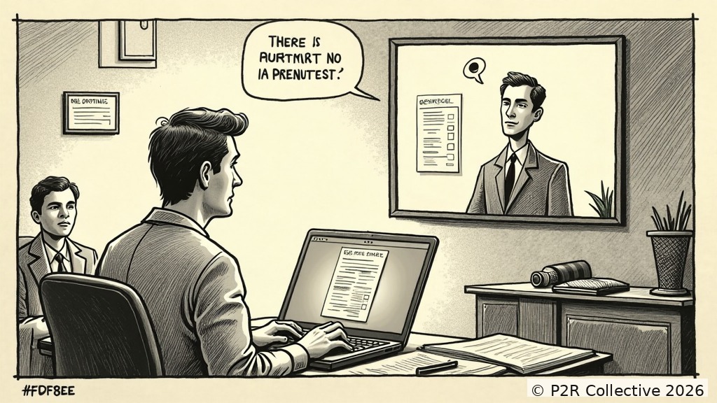 Editorial illustration for: The Bot Scheduled My Interview. I Just Showed Up