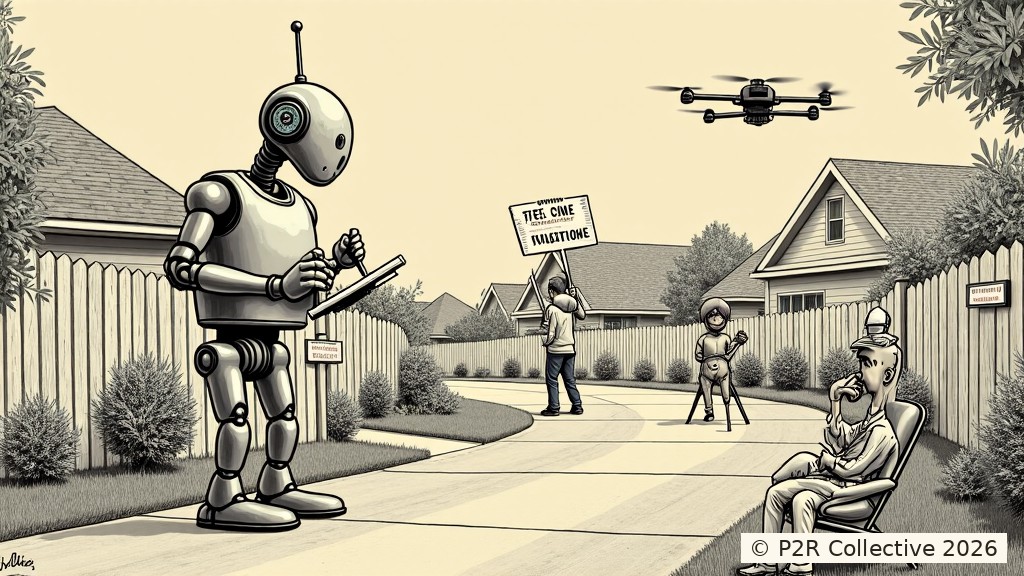 Editorial illustration for: The Bot That Took Over the HOA and Fined My Roses