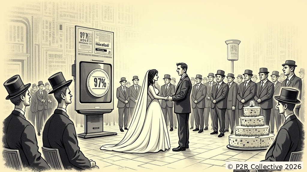 Editorial illustration for: The Recommendation Engine Married Us. The Sequel Was Written by an Algorithm