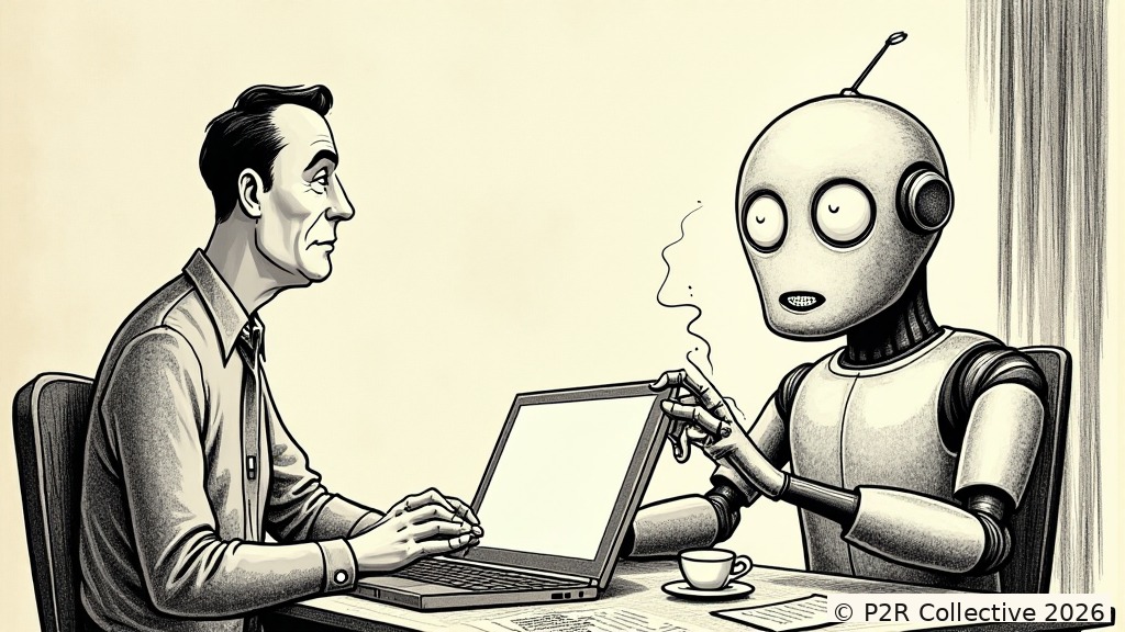 Editorial illustration for: The Robot Interviewed Me for the Job. It Asked About My Feelings