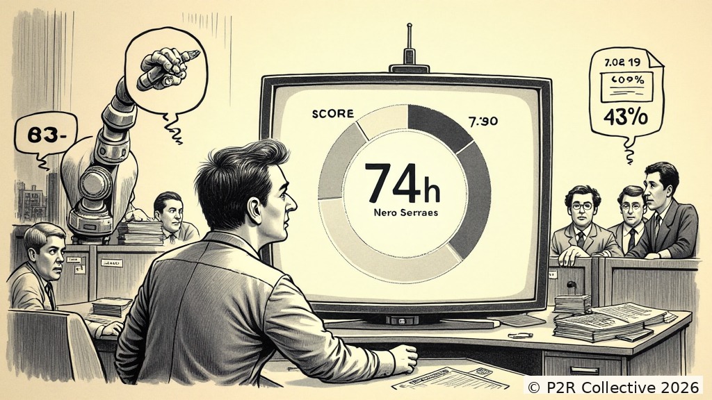 Editorial illustration for: The Robot Reviewed My Work. It Gave Me a 7.4